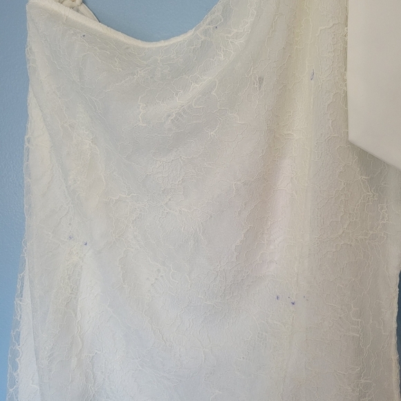 Lovers and Friends Hollyn Lace Bow One Shoulder Mini Dress White Large - Picture 13 of 16